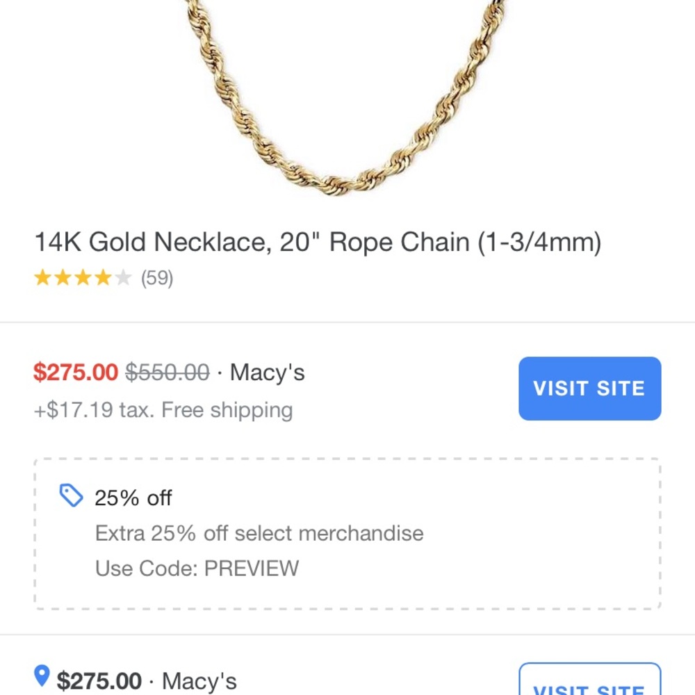 OBO offer 14k Macy’s GOLD CHAIN / mens
